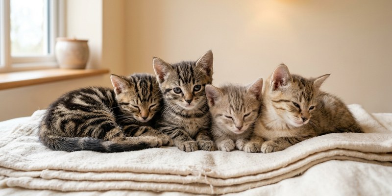 kittens lying on blanket