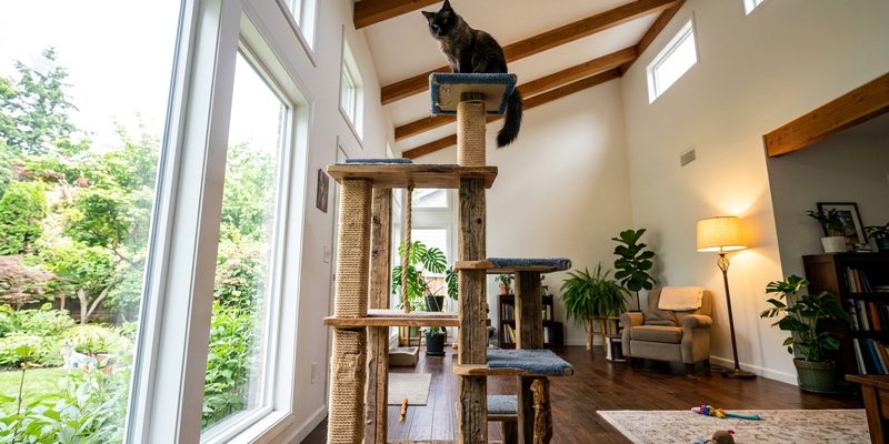 cat perched on tree
