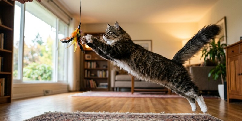 cat leaping to catch