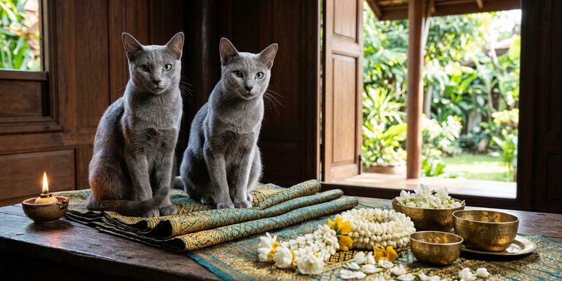 two cats sitting on