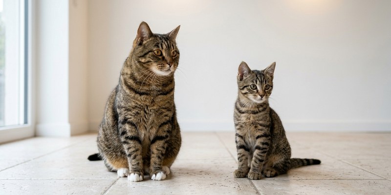 two tabby cats sitting