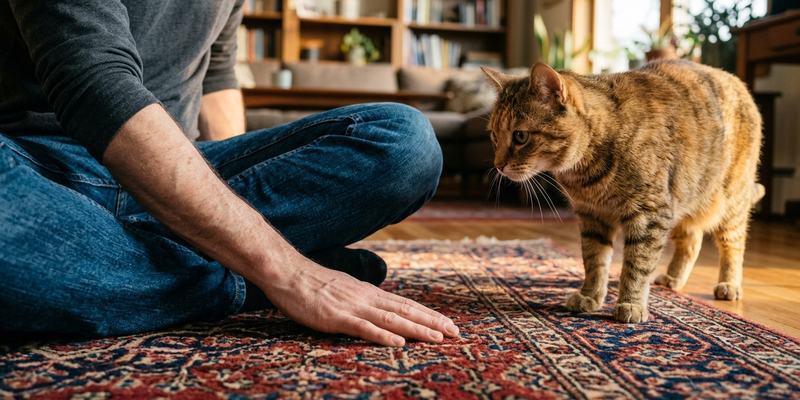 person sitting with cat