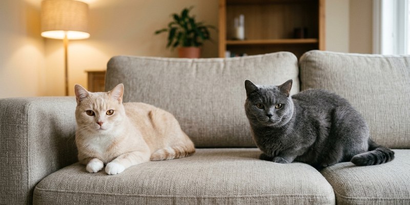 two cats sitting on