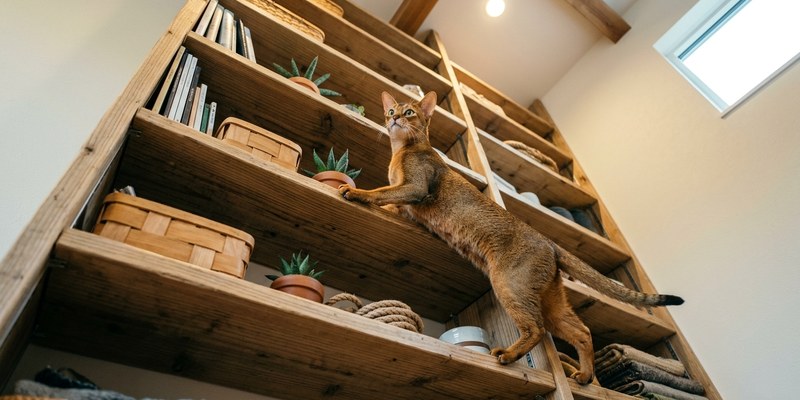 cat climbing shelving unit