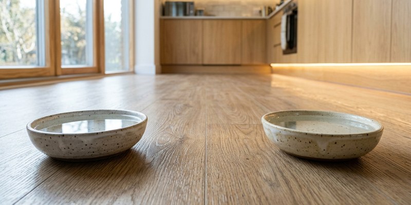 two ceramic water bowls