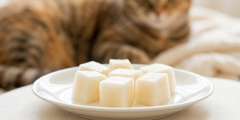 peeled pear cubes on