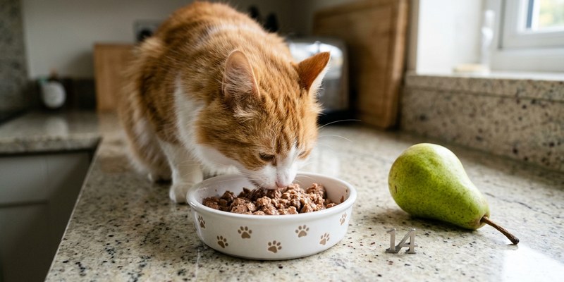 cat eating wet food