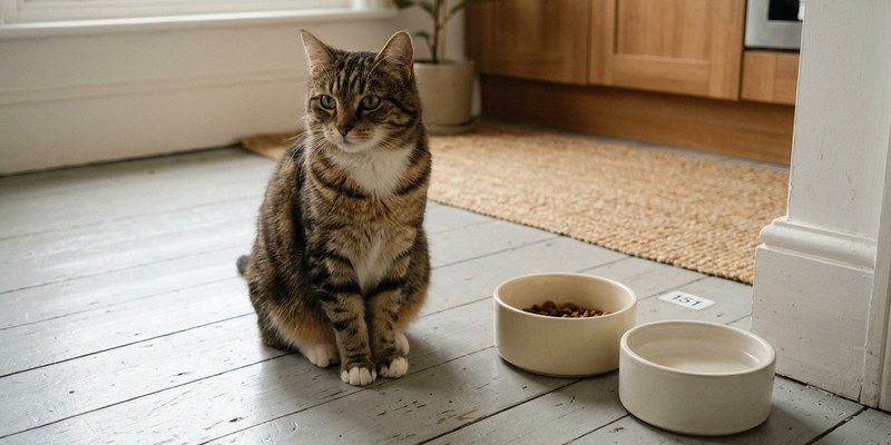 tabby cat sitting beside