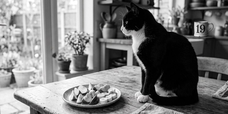 cat ignoring apple and