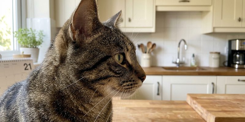tabby cat in profile