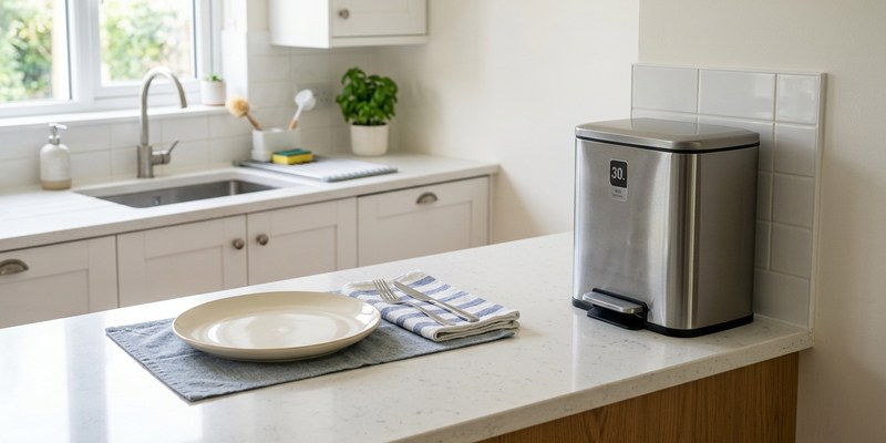 tidy kitchen counter with