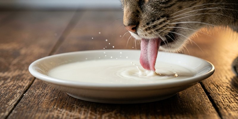 cat touching milk saucer