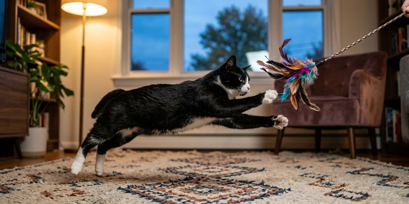 cat pounces