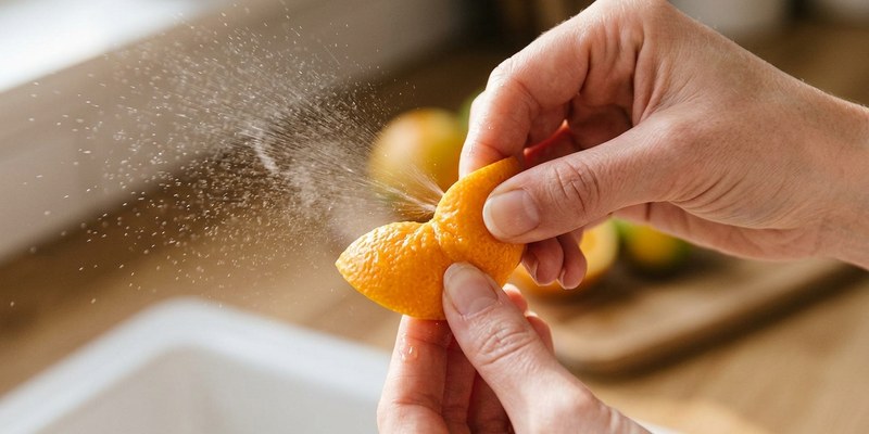 hand bending orange peel