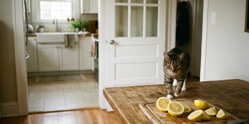 cat walking from kitchen