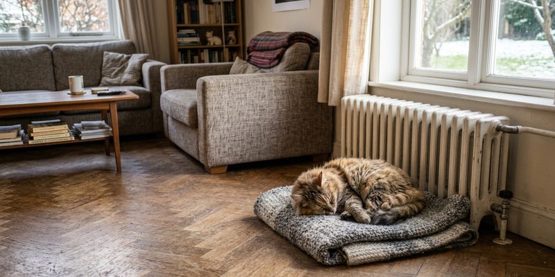 cat sleeping on blanket