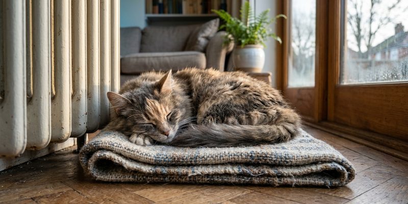 cat sleeping on blanket