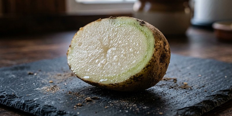 raw potato half slate