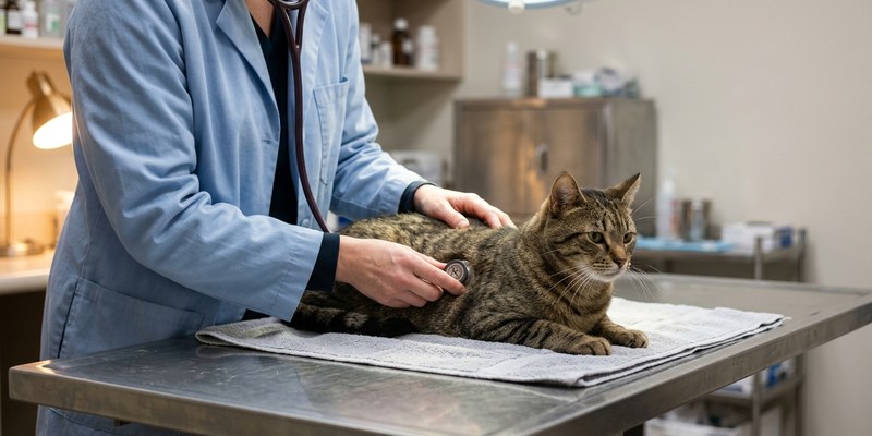 cat vet stethoscope examination