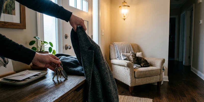 person picking up keys