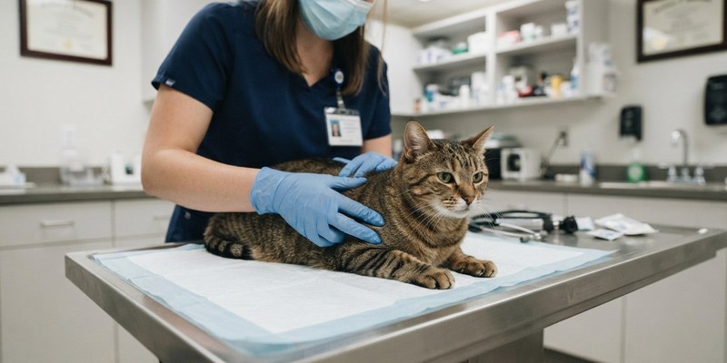cat on veterinary table