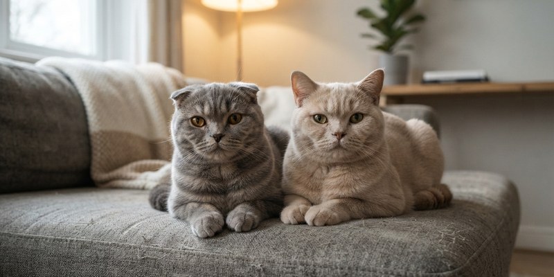 two cats resting on