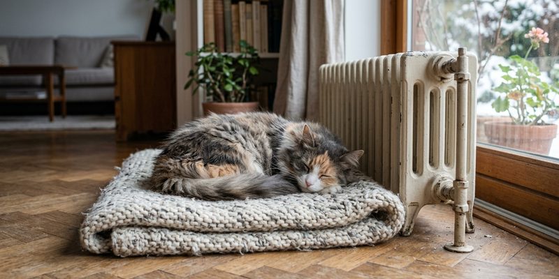 cat sleeping on blanket