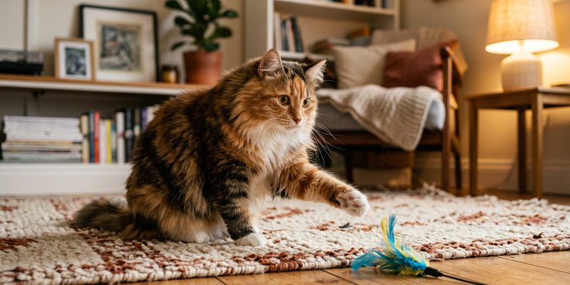 fluffy cat sitting on