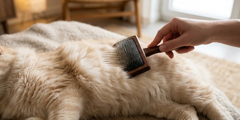 hand brushing cream cat