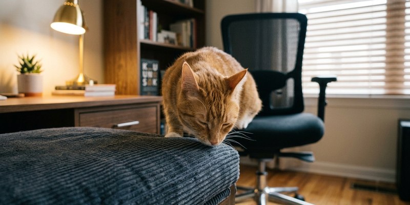 gato naranja silla