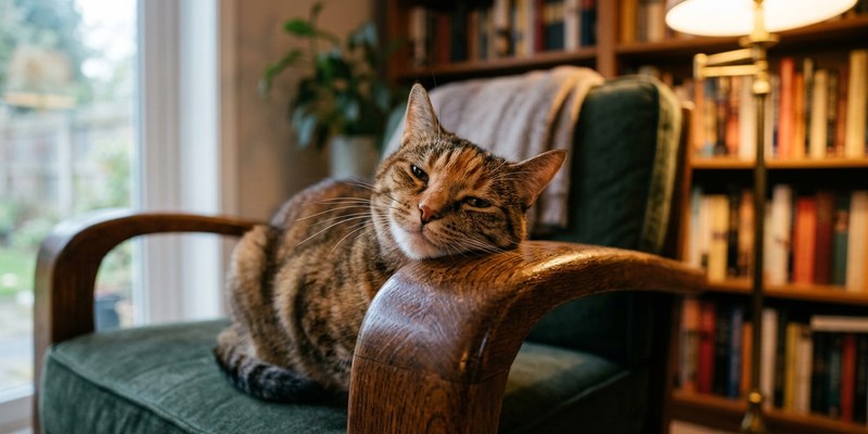 gato frotando reposabrazos