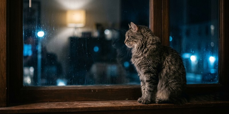 gato en ventana