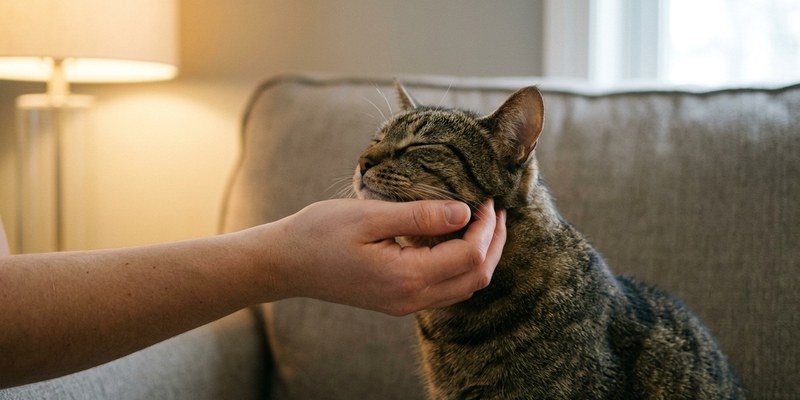 mano acariciando gato