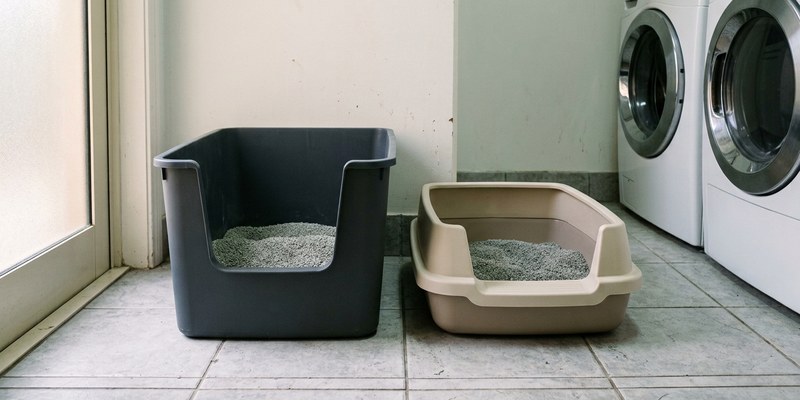 two litter boxes stand