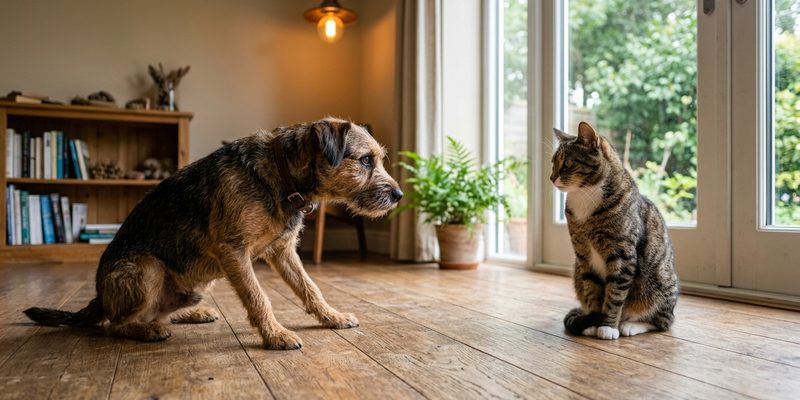 cat and dog sitting