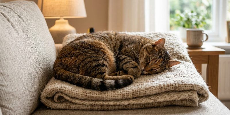 tabby cat asleep on