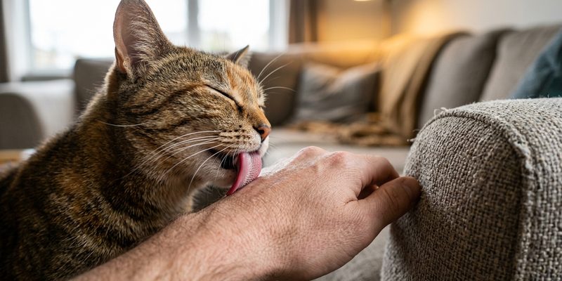 cat licking person s