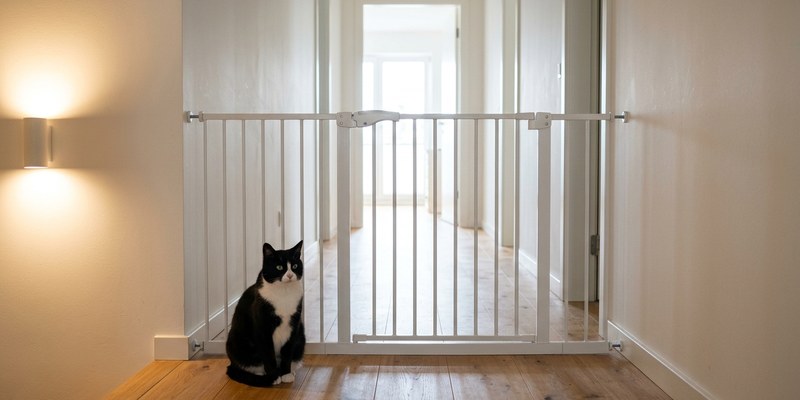 cat sitting in hallway