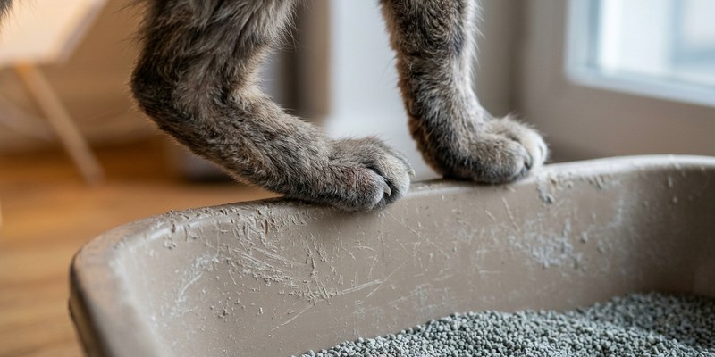 cat resting on litter