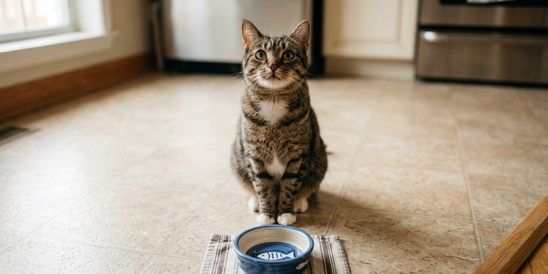 cat sitting by empty