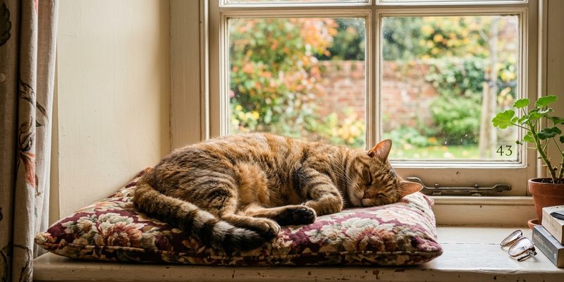 tabby cat lying on