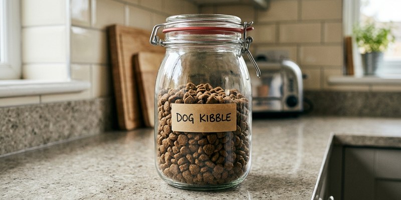glass jar of kibble