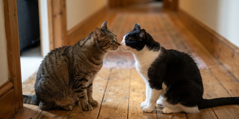 two cats touching noses
