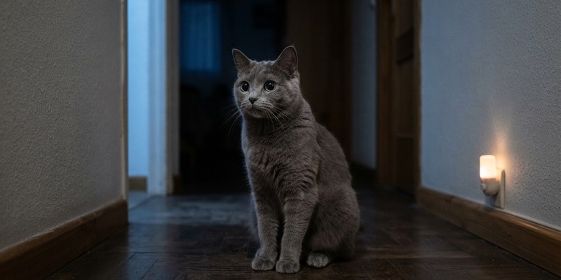grey cat sitting in