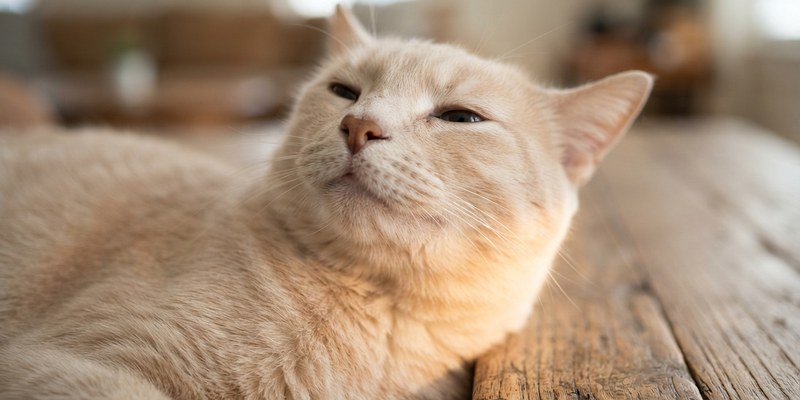 cream cat resting on