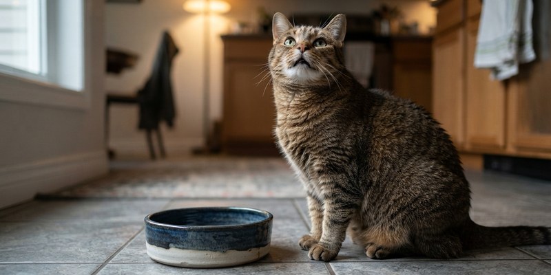 cat sitting beside empty