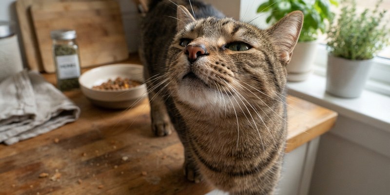 cat nose sniffing air