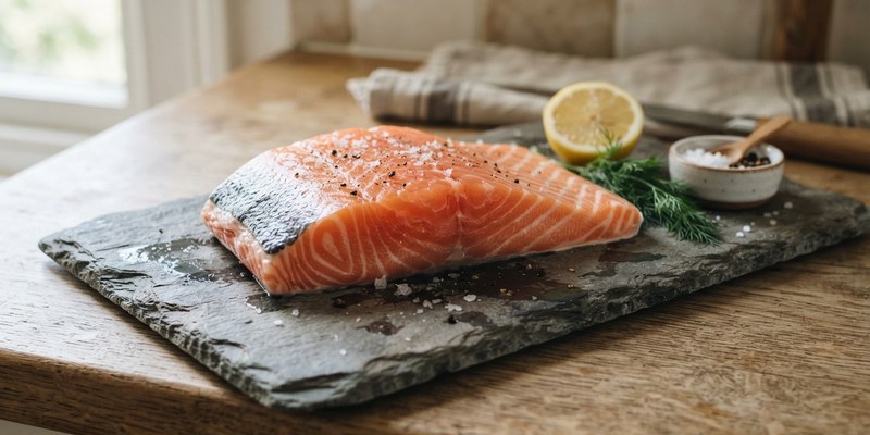 raw salmon fillet on