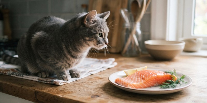 grey tabby cat looking