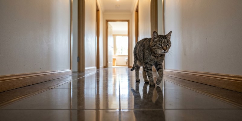 older cat walking on